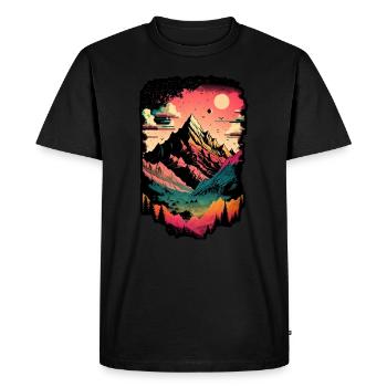 Mountains Minimalism Abstract Forest Animals Retro Trend - Men's Premium Organic T-Shirt - black - Front - Nico (187cm)