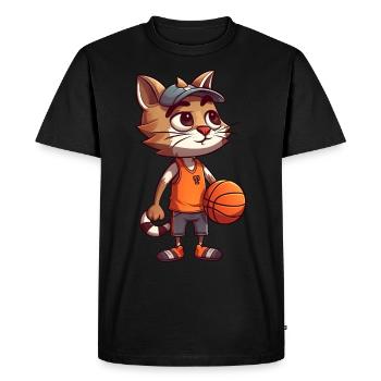 Chat de basket-ball - T-shirt Premium bio Homme - noir - Devant - Nico (187cm)
