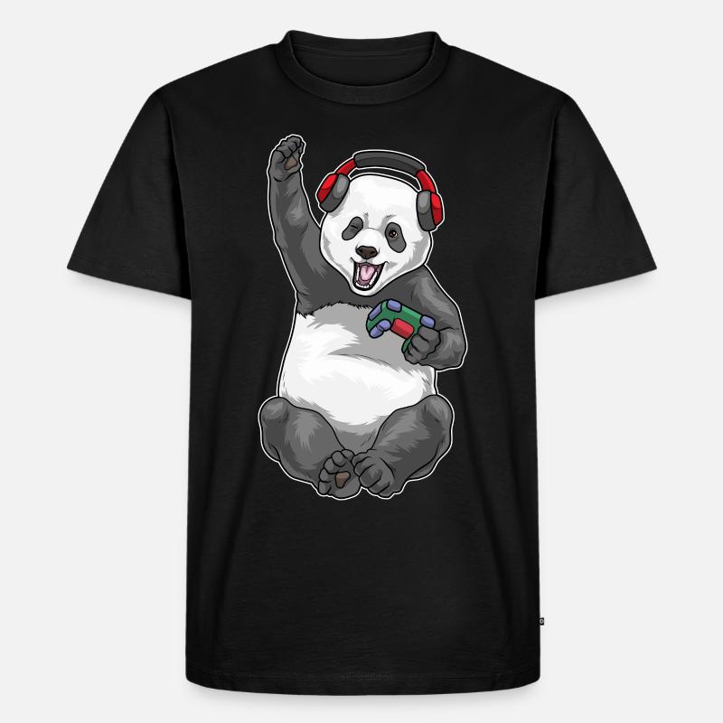 Panda Gamer Controller - Männer Premium Bio T-Shirt - Schwarz