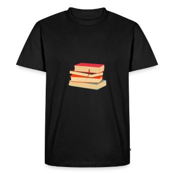 Livre Livres Bibliothèque Lecture Littérature Lire Livres - T-shirt Premium bio Homme - noir - Devant - Nico (187cm)