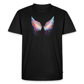 ailes,engel,graffiiti,peinture,coloré,Ailes d’ange - T-shirt Premium bio Homme - noir - Devant - Nico (187cm)