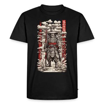 Samurai Warrior Aesthetic Retro & Kanji Design - Men's Premium Organic T-Shirt - black - Front - Nico (187cm)