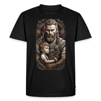 Père et fils vikings - Famille de héros guerriers - T-shirt Premium bio Homme - noir - Devant - Nico (187cm)
