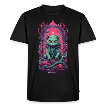 Chat démoniaque Halloween gothique drôle chats Design - T-shirt Premium bio Homme - noir - Devant - Nico (187cm)