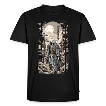 Retro Japan Yokai Skeleton Demon Ukiyo-E - Men's Premium Organic T-Shirt - black - Front - Nico (187cm)
