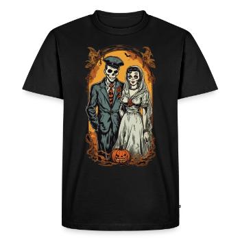 Halloween Zombie jeunes mariés rétro affiche Style - T-shirt Premium bio Homme - noir - Devant - Nico (187cm)