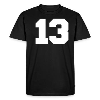 13 Treize numéros porte-bonheur anniversaire - T-shirt Premium bio Homme - noir - Devant - Nico (187cm)