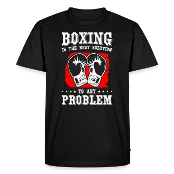 La boxe est la meilleure solution à n’importe quel problème - T-shirt Premium bio Homme - noir - Devant - Nico (187cm)