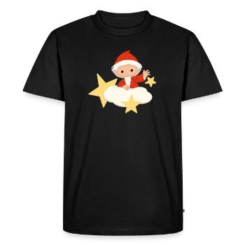Sandmännchen auf der Wolke mit Sternen - Männer Premium Bio T-Shirt - Schwarz - Vorne - Nico (187cm)