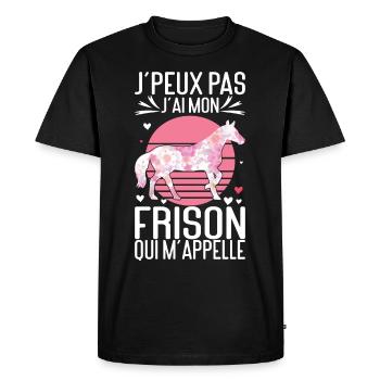Humour Frison Cheval - T-shirt Premium bio Homme - noir - Devant - Nico (187cm)