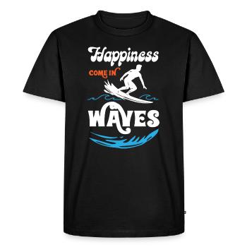 Le bonheur vient dans le surf des vagues - T-shirt Premium bio Homme - noir - Devant - Nico (187cm)
