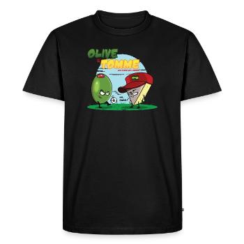 Olive et Tomme les stars de l'apéro - T-shirt Premium bio Homme - noir - Devant - Nico (187cm)