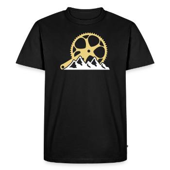 Vélo pédalier plateau montagne montagne paysage - T-shirt Premium bio Homme - noir - Devant - Nico (187cm)