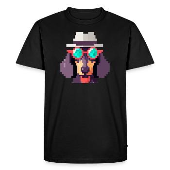 Dachshund Hipster Pixel Art Dog Lovers - Men's Premium Organic T-Shirt - black - Front - Nico (187cm)