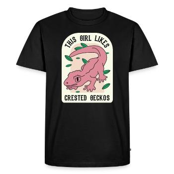 Girl Likes Geckos Cute Lizard Exotic Animal - Men's Premium Organic T-Shirt - black - Front - Nico (187cm)