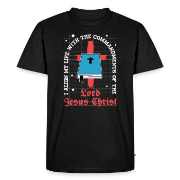 Jesus Christ Commandments Bible Study Quotes - Men's Premium Organic T-Shirt - black - Front - Nico (187cm)