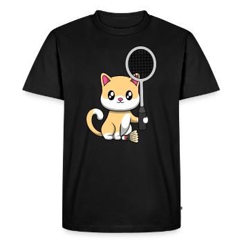 Joueur de badminton Cute Cat Hobby Sports - T-shirt Premium bio Homme - noir - Devant - Nico (187cm)