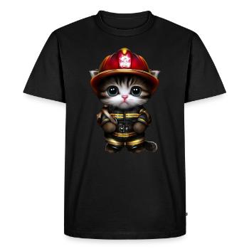 Fire Brigade Cat - Men's Premium Organic T-Shirt - black - Front - Nico (187cm)