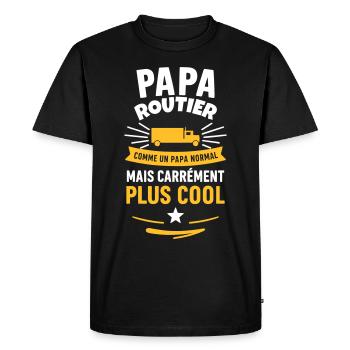 Papa routier – plus cool qu’un papa normal - T-shirt Premium bio Homme - noir - Devant - Nico (187cm)