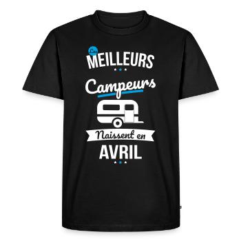 Les meilleurs campeurs naissent en Avril - T-shirt Premium bio Homme - noir - Devant - Nico (187cm)