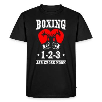 Crochet croisé de boxe Jab - T-shirt Premium bio Homme - noir - Devant - Nico (187cm)
