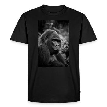 Portrait de gorille noir et blanc - Photo animalière - T-shirt Premium bio Homme - noir - Devant - Nico (187cm)
