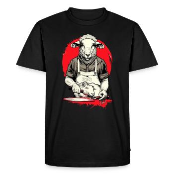 BBQ Lamb Sacrificial Lamb Grilling Slaughterhouse - Men's Premium Organic T-Shirt - black - Front - Nico (187cm)