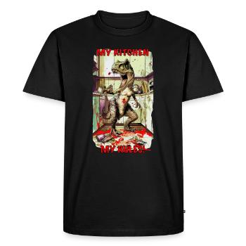 Mattatoio La Mia Cucina Le Mie Regole Dino - Maglietta ecologica premium da uomo - nero - Fronte - Nico (187cm)
