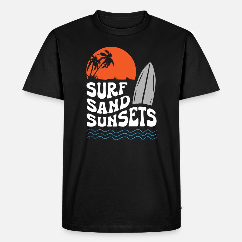 Surf Sand Sunset - Männer Premium Bio T-Shirt - Schwarz