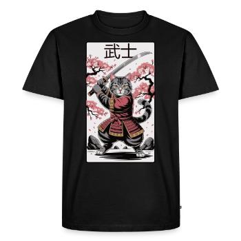 Chat guerrier – Puissance de l’anime - T-shirt Premium bio Homme - noir - Devant - Nico (187cm)