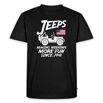 Les jeeps rendent le week-end plus amusant depuis 1941 - T-shirt Premium bio Homme - noir - Devant - Nico (187cm)