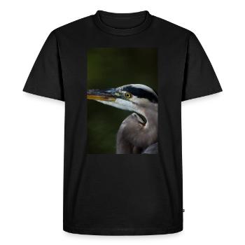 Grand héron Portrait - photographie d’oiseaux - T-shirt Premium bio Homme - noir - Devant - Nico (187cm)