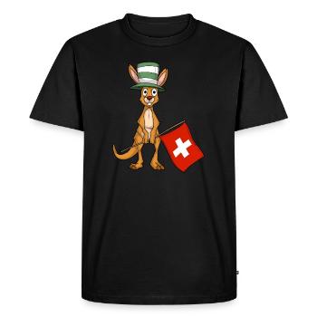 Fan Suisse / Kangourous suisses - T-shirt Premium bio Homme - noir - Devant - Nico (187cm)