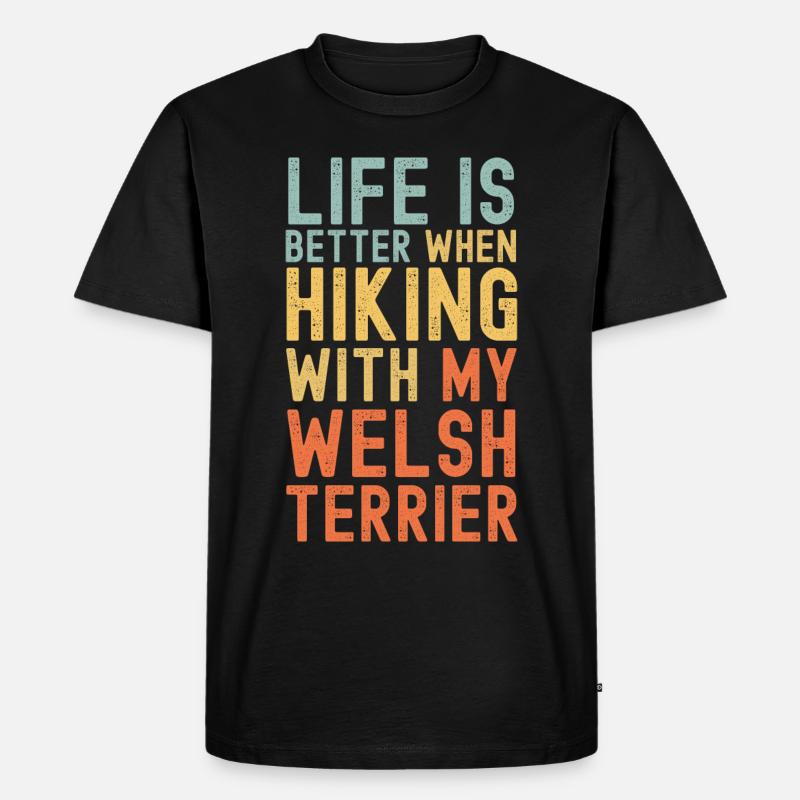 Welsh-Terrier Wanderhund retro - Männer Premium Bio T-Shirt - Schwarz