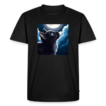 Chat regardant le métier à tisser la nuit - T-shirt Premium bio Homme - noir - Devant - Nico (187cm)