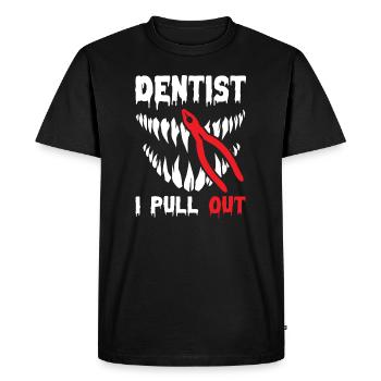 Je sors un drôle de dentiste - T-shirt Premium bio Homme - noir - Devant - Nico (187cm)