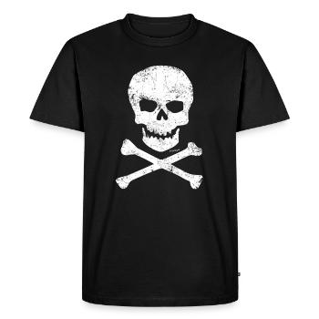 Totenschädel und Knochen - Männer Premium Bio T-Shirt - Schwarz - Vorne - Nico (187cm)