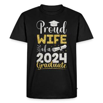 Fière épouse d’un étudiant diplômé de l’université 2024 - T-shirt Premium bio Homme - noir - Devant - Nico (187cm)