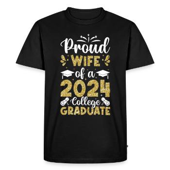 Fière épouse d’un étudiant diplômé de l’université 2024 - T-shirt Premium bio Homme - noir - Devant - Nico (187cm)