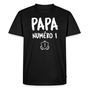 Papa numéro 1 - T-shirt Premium bio Homme - noir - Devant - Nico (187cm)
