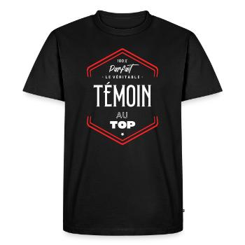 Témoin parfait et au top - T-shirt Premium bio Homme - noir - Devant - Nico (187cm)