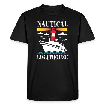 Nautical Lighthouse - Men's Premium Organic T-Shirt - black - Front - Nico (187cm)