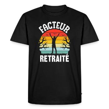 facteur retraité - T-shirt Premium bio Homme - noir - Devant - Nico (187cm)
