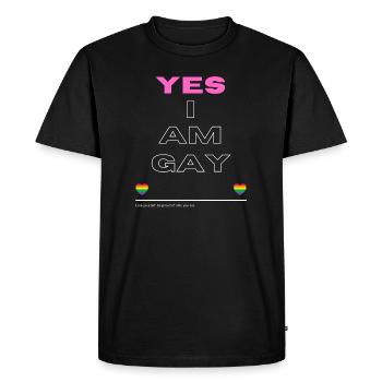 Oui, je suis gay Pride Shirt - T-shirt Premium bio Homme - noir - Devant - Nico (187cm)