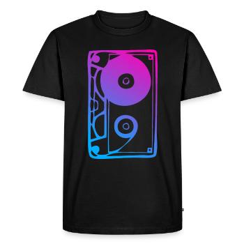 Cassette de musique dégradé années 80 Années 90 rétro - T-shirt Premium bio Homme - noir - Devant - Nico (187cm)