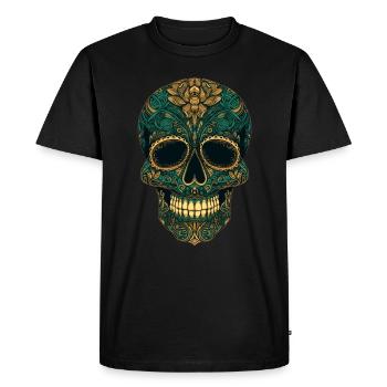 Day of the Dead Skull Sugar Skull Funeral Festival - Men's Premium Organic T-Shirt - black - Front - Nico (187cm)
