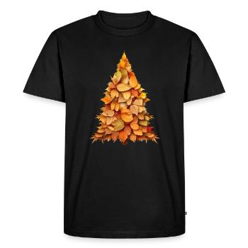 Symphonie d’automne : Arbre à feuilles caduques et conifères dans le - T-shirt Premium bio Homme - noir - Devant - Nico (187cm)