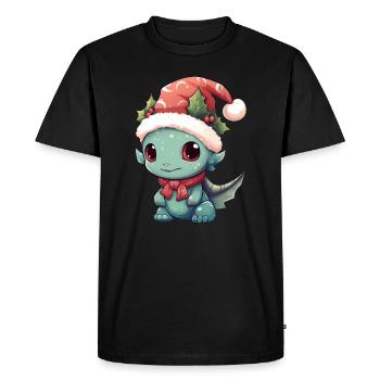 Rire de Noël : Happy Dragon avec - T-shirt Premium bio Homme - noir - Devant - Nico (187cm)