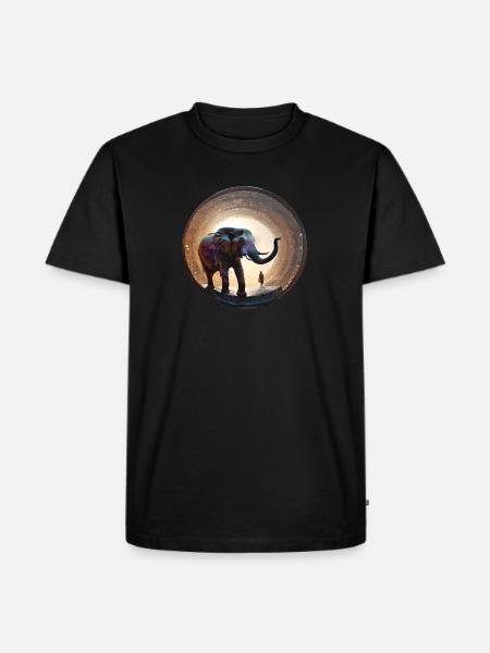 elefant,kreis,gold,aquarell,ornament - Männer Premium Bio T-Shirt - Schwarz