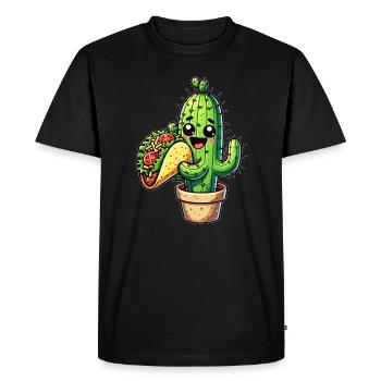Bande dessinée de restauration rapide Kawaii Cactus Takko - T-shirt Premium bio Homme - noir - Devant - Nico (187cm)